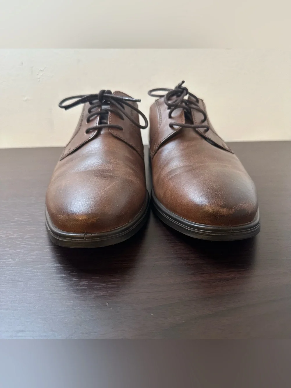 ECCO Queenstown Brown Leather Lace-Up Derby Oxford Shoes Size EU 44 US 10-10.5